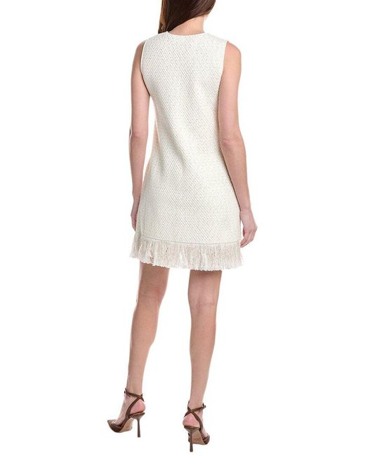 Oscar de la Renta White Sequin Tweed A-Line Dress