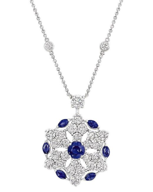 Graff White 18K 6.90 Ct. Tw. Diamond & Sapphire Snowflake Necklace (Authentic Pre- Owned)