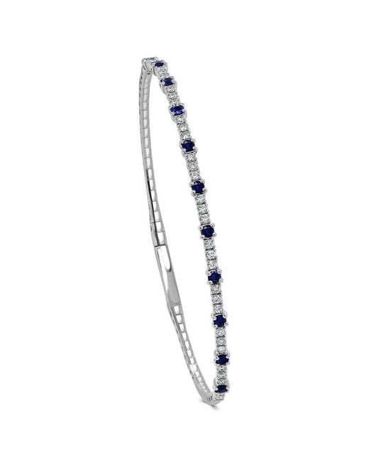 Sabrina Designs White 14k 1.11 Ct. Tw. Diamond & Sapphire Flexible Bangle Bracelet