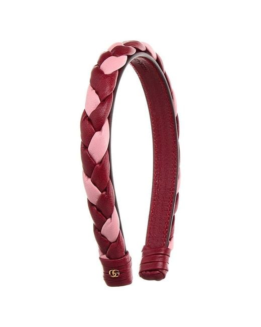 Gucci Red Woven Leather Headband