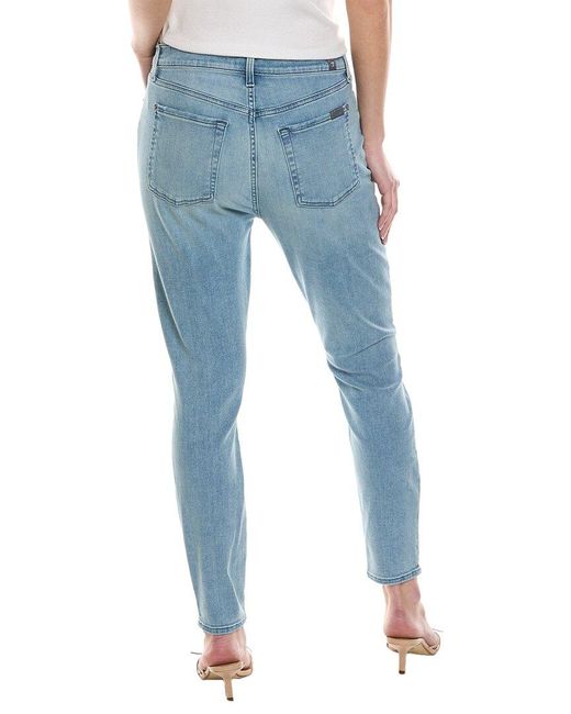 7 For All Mankind Blue High-waist Ankle Skinny Ldn Super Skinny Jean
