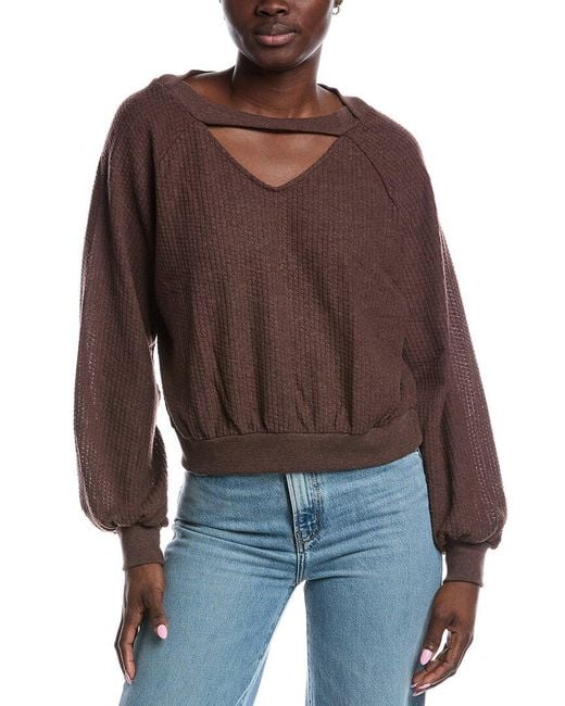 Project Social T Brown Night & Day Cut Out Cozy Thermal Top