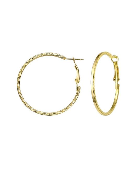Rachel Glauber Metallic 14k Plated Textured Rope Hoops