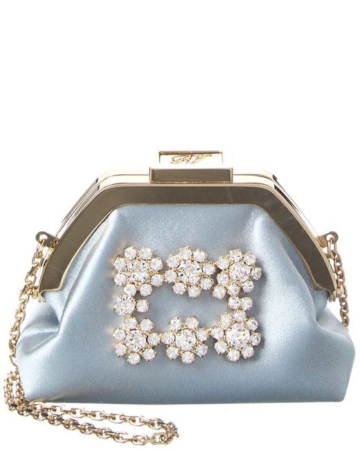 Roger Vivier Multicolor Flower Strass Mini Satin Coin Purse
