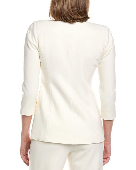 Carolina Herrera Natural Embroidered Wool-Blend Jacket
