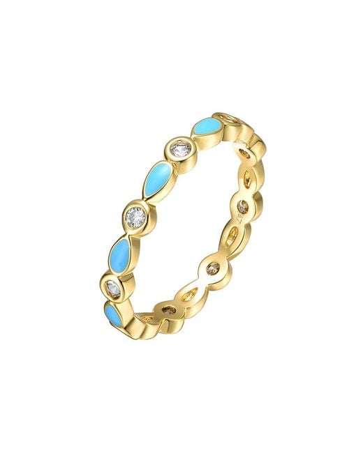 Rachel Glauber Metallic 14k Plated Cz Stackable Ring