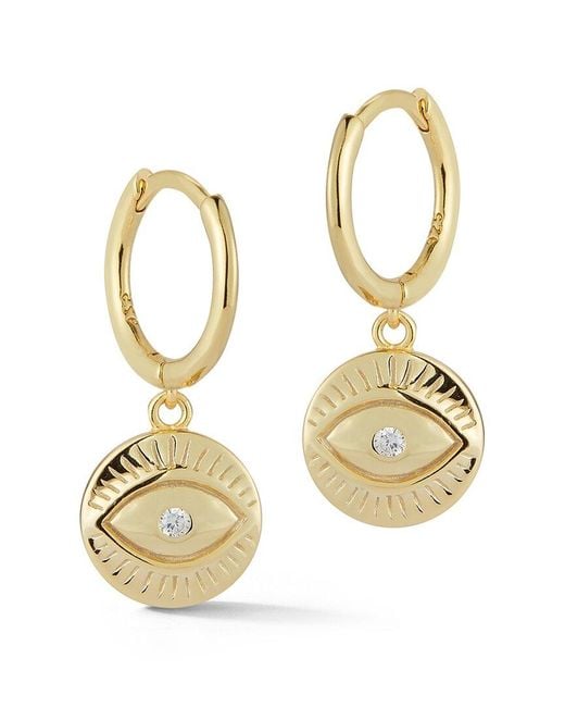 Glaze Jewelry Metallic 14k Over Silver Cz Evil Eye Huggie Earrings