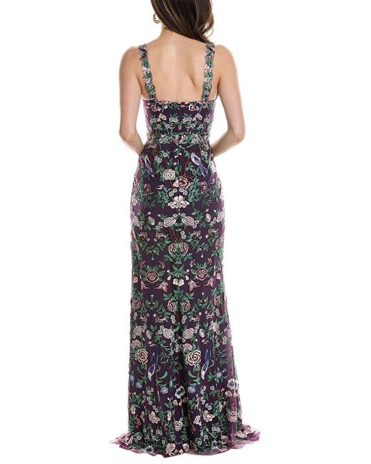 Marchesa Purple Embroidered Gown