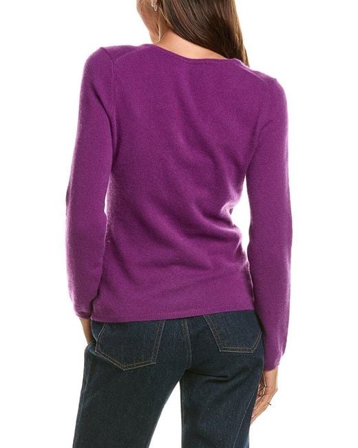 InCashmere Purple Basic V-Neck 100% Cashmere Sweater