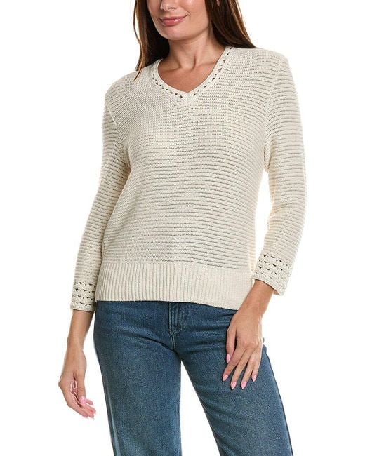 NIC+ZOE White Edged Pop Stitch Sweater