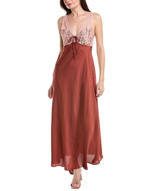 Free People Red Country Side Slip Dress