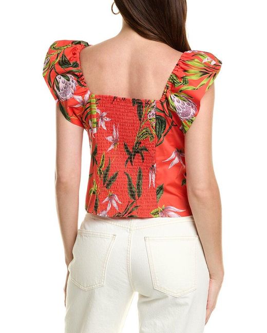 Nicole Miller Red Ruched Top
