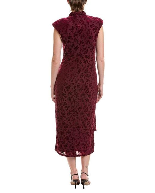 Taylor Red Solid Midi Dress