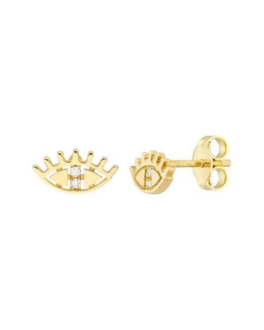 HAWLEY ST Metallic 14K 0.03 Ct. Tw. Diamond Evil Eye Earrings