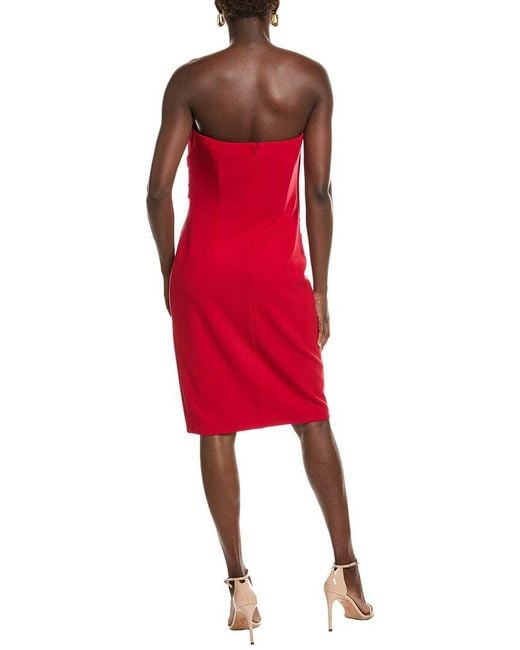 Tadashi Shoji Red Pique Pleated Cocktail Dress