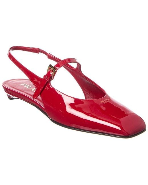 Prada Black Mary Jane Patent Slingback Ballerina Flat