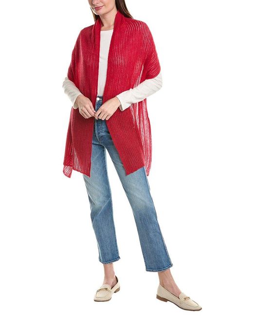 Portolano Red All Over Openwork Lightweight Wool-blend Wrap