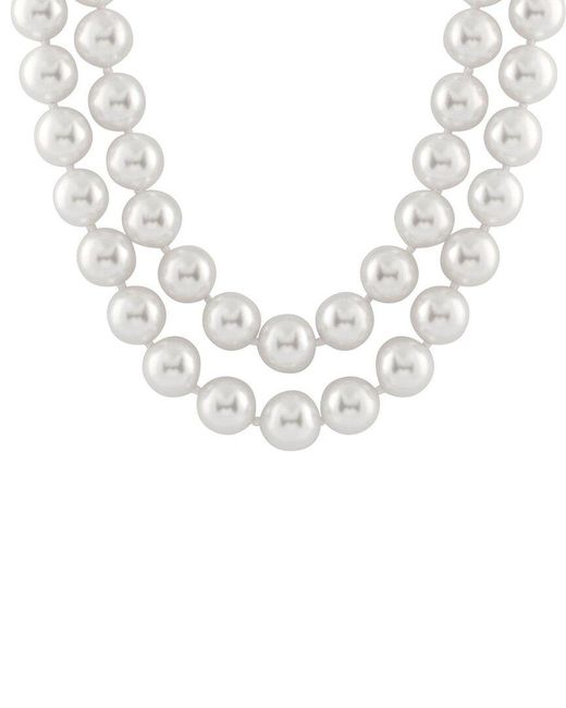Splendid White Silver 12-13mm Shell Pearl Necklace