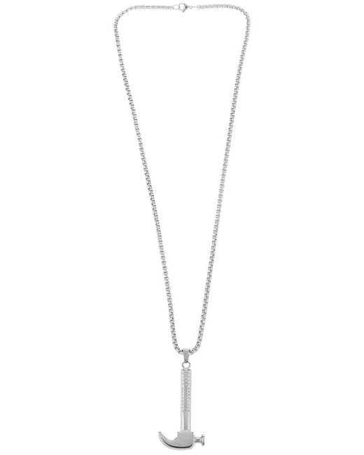 Eye Candy LA White Johnny Hammer Pendant Drop Necklace