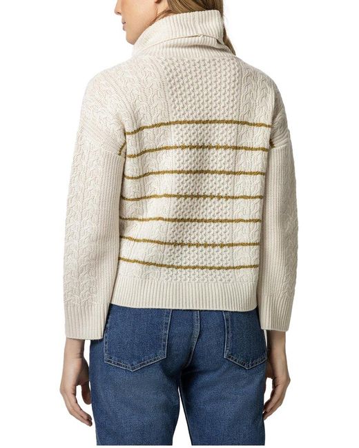 Lilla P Natural Mixed Stitch Turtleneck Wool & Cashmere-blend Sweater