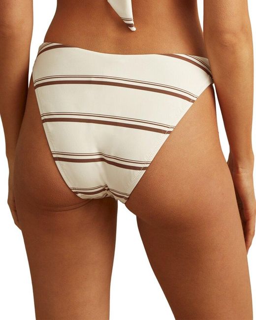 Reiss Brown Johanna Stripe Fixed Side Bikini Bottom