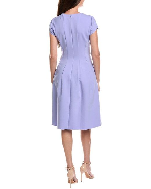 Oscar de la Renta Blue Twisted Front Midi Dress