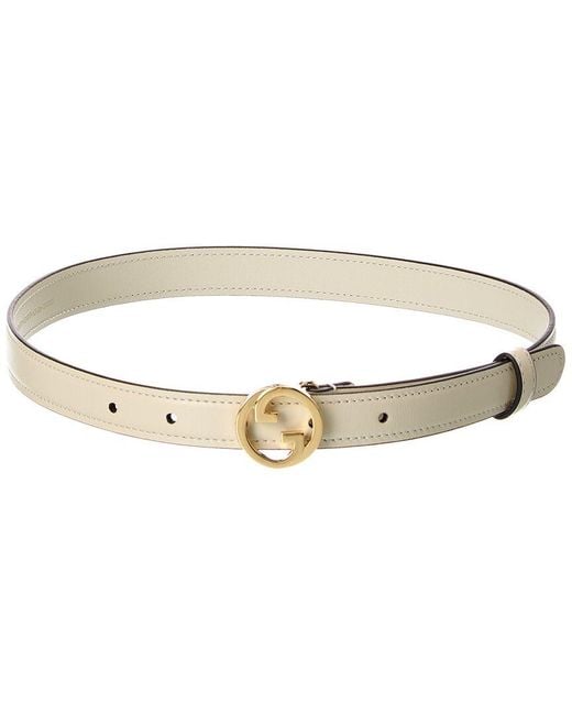 Gucci White Blondie Thin Leather Belt
