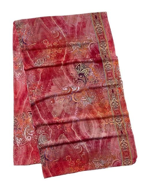 La Fiorentina Red Silk-Blend Printed Scarf