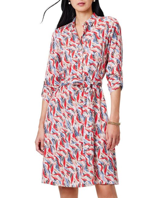 NIC+ZOE Red Nic+zoe Coral Waves Live In Shirt Dress