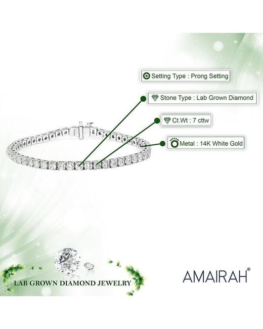 Amairah White 14K 7.00 Ct. Tw. Lab-Grown Diamond Tennis Bracelet
