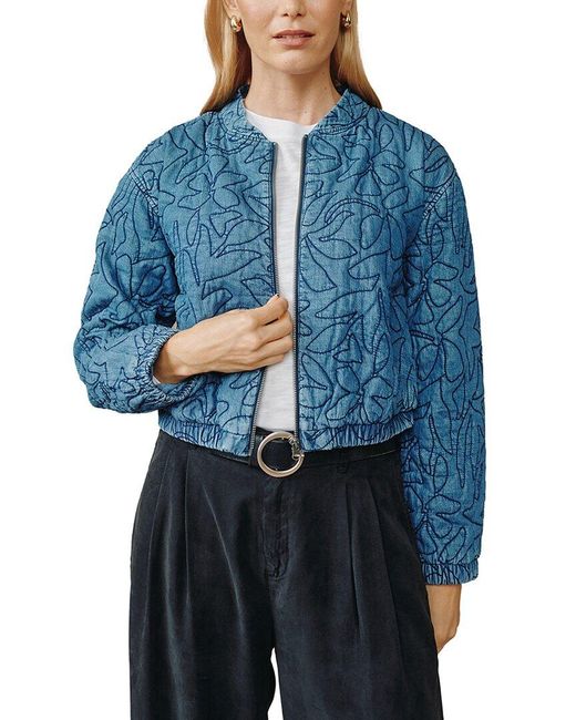 Bella Dahl Blue Cropped Zip Jacket