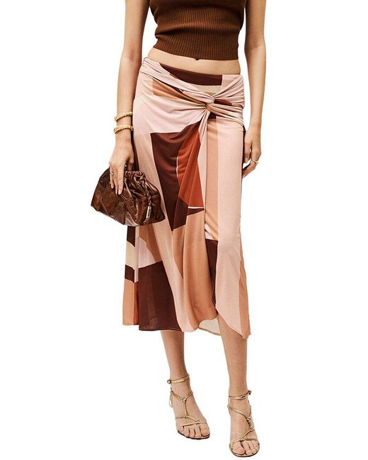 Ba&sh Brown Jupe Mely Midi Skirt