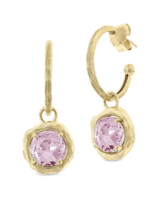 Reiss Pink 14k Rose Quartz Charm Earrings
