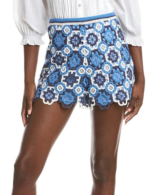 Maje Blue Crochet Short