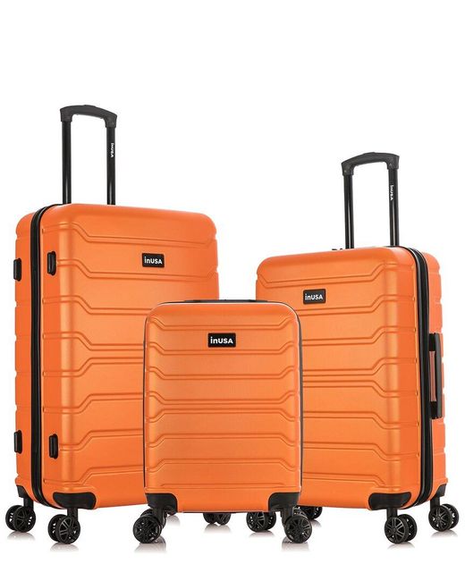 InUSA Orange Trend Lightweight Hardside 3pc Spinner Set