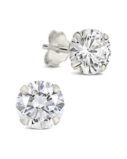 Sterling Forever White Cz 6Mm Statement Stud Earrings