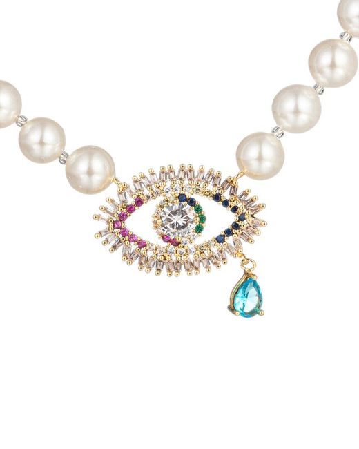 Eye Candy LA White Luxe Collection Shell Pearl Cz Lyla Necklace