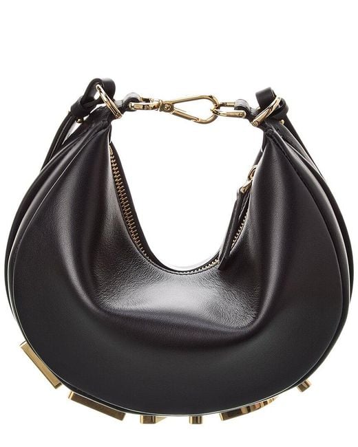 Fendi Black Graphy Mini Leather Hobo Bag
