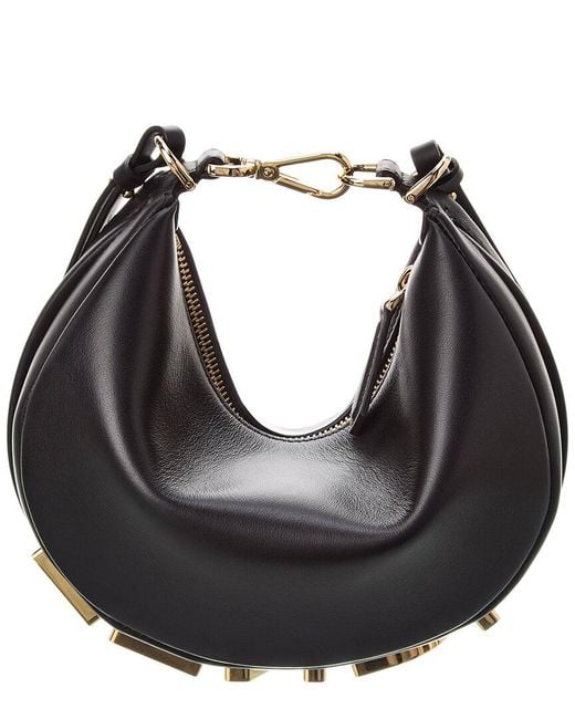 Fendi Black Graphy Mini Leather Hobo Bag