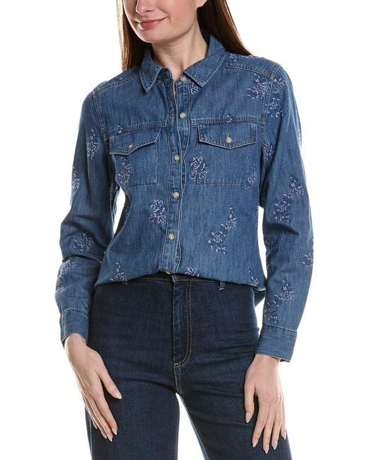 Tommy Bahama Blue Flora Linen-Blend Denim Shirt