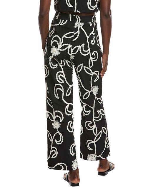 Gracia Black Embroidered Straight Fit Pant