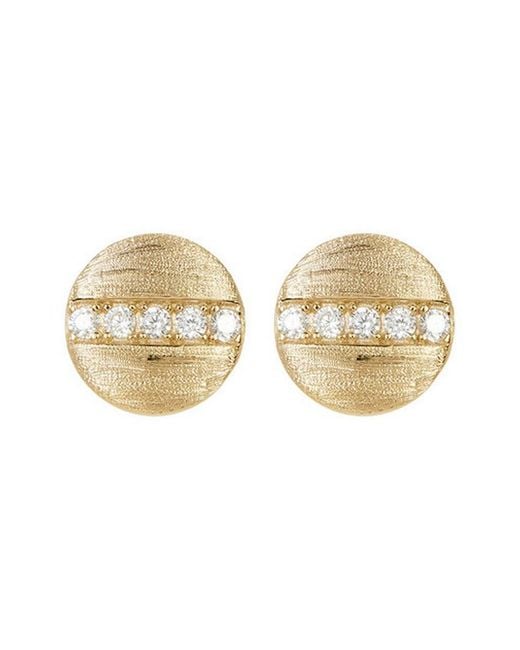 Adornia Natural 14k Yellow Gold Plated Swarovski Crystal Accented Coin Stud Earrings