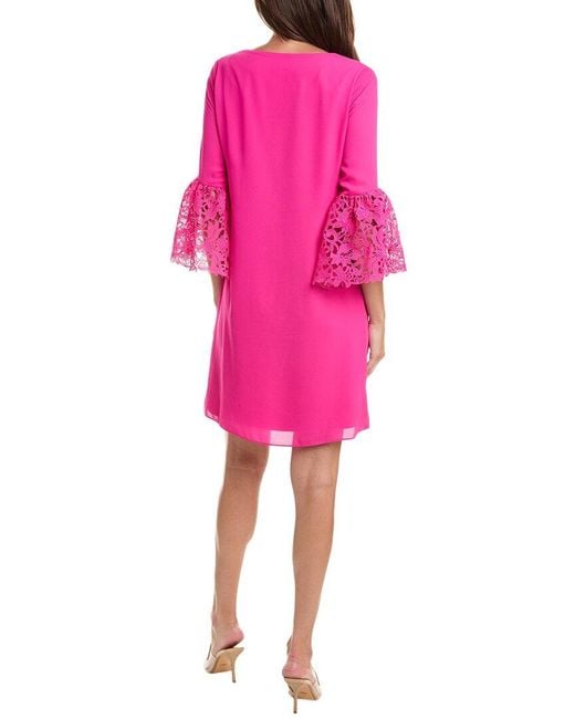 Joseph Ribkoff Pink Lace Bell-Sleeve Shift Dress