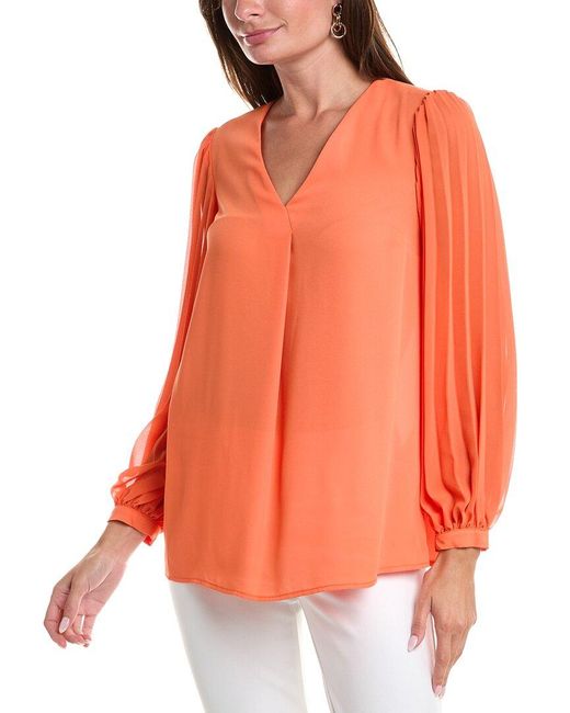 Joseph Ribkoff Orange Balloon Sleeve Top