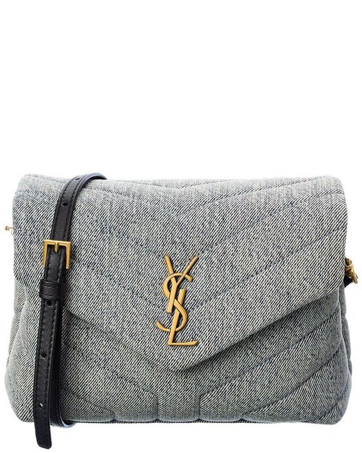 Saint Laurent Loulou Toy Matelasse Denim Shoulder Bag in Blue Lyst