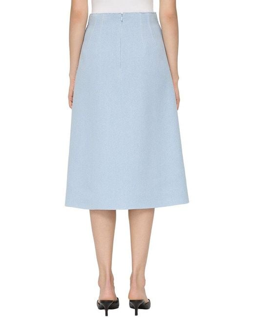 Lafayette 148 New York Blue A-Line Midi Skirt