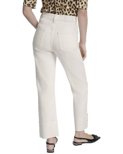 DKNY Multicolor High Rise Ecru Relaxed Straight Jean