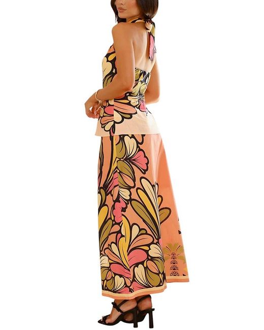 AMINA GLAM Metallic Amina Glam 2pc Linen-blend Top & Skirt Set
