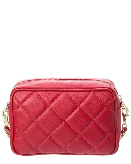Persaman New York Red Ophelia Quilted Leather Crossbody