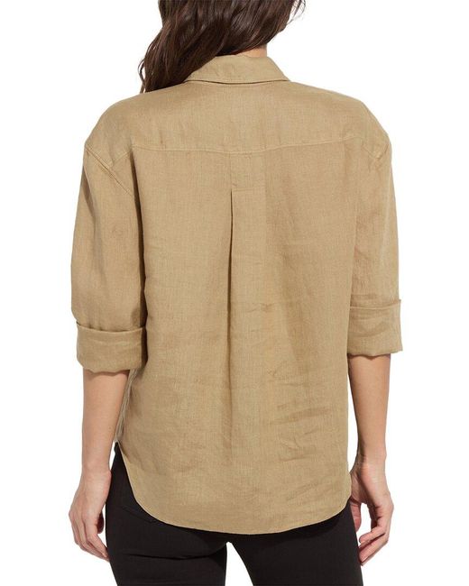 Lyssé Natural Rose Roll Tab Linen Utility Shirt